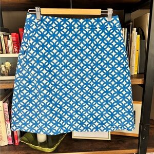 Boden Blue and White A-Line Skirt